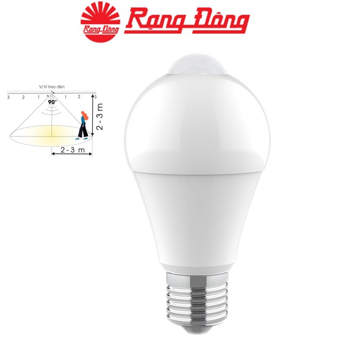 Đèn LED Bulb cảm biến hồng ngoại 9W Rạng Đông A60.PIR/9W