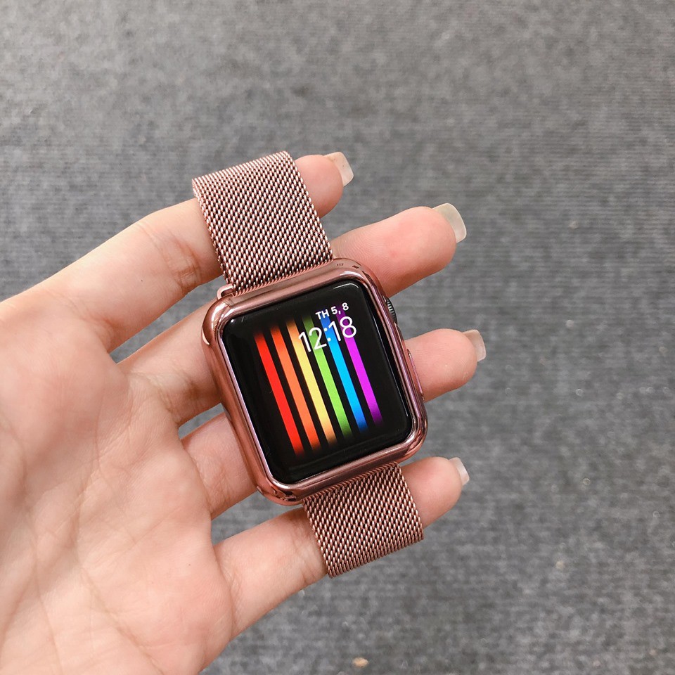 Combo dây thép milanese + ốp viền dành cho apple watch