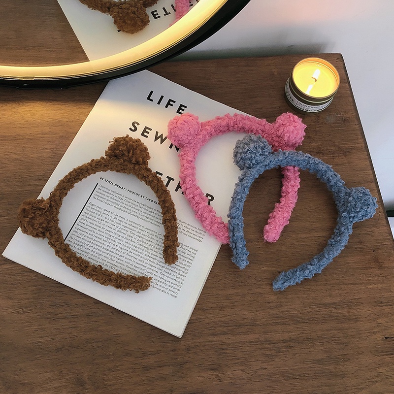 Cài Tóc Vải Len Phối Tai Gấu Màu Kẹo Đáng Yêu Kiểu Hàn Quốc Tiện Lợi