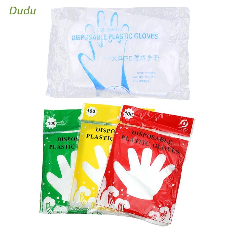 Set 100 găng tay nhựa không chứa latex dùng một lần đảm bảo an toàn khi chế biến thực phẩm/nấu ăn/vệ sinh