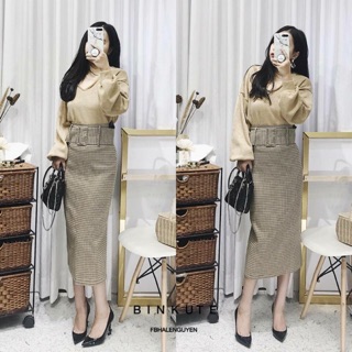 #zara CHÂN VÁY KẺ BELT