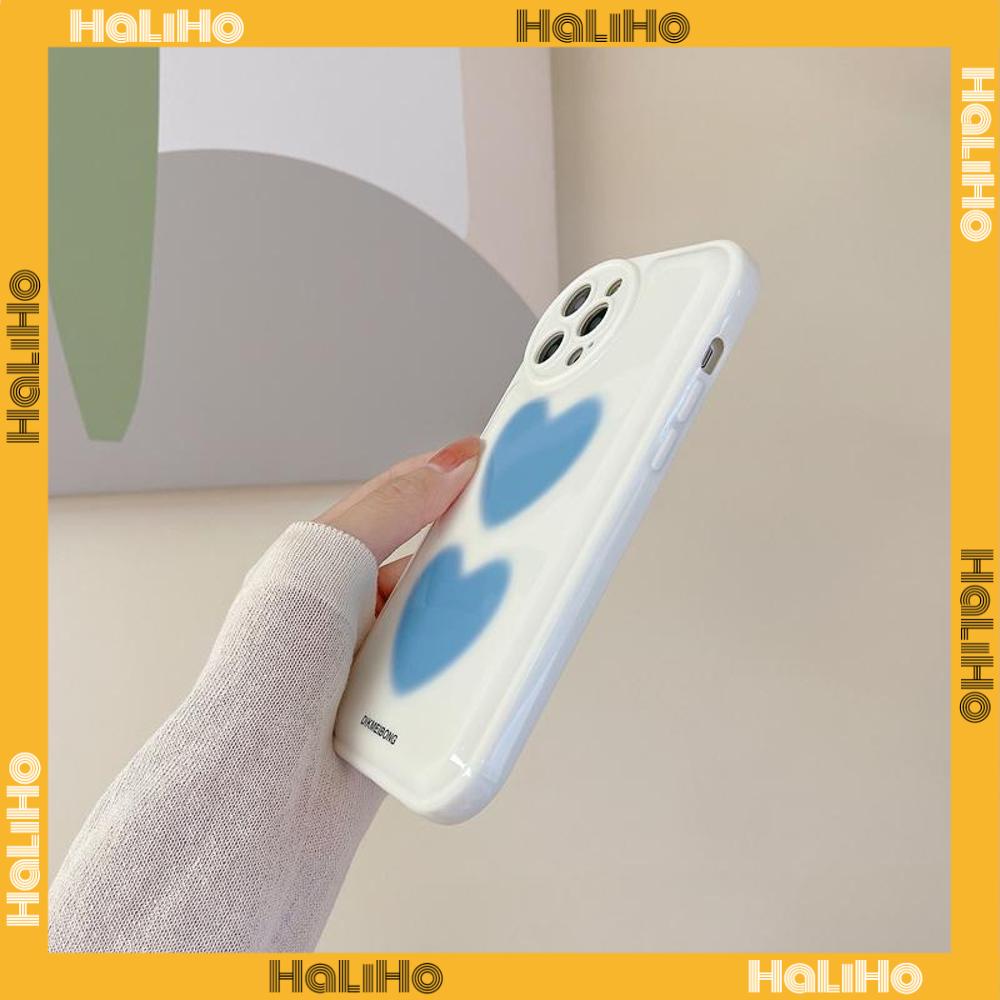 iPhone Case Silicone Soft Case Airbag Shockproof Protection Camera Blue Heart Simple Cute Compatible For iPhone 11 Pro Max 13 Pro Max 12 Pro Max 7Plus xr XS Max