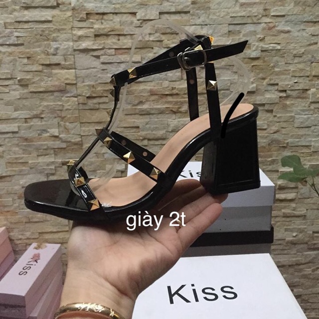 Giày sandal cao gót kiểu dáng valin gót vuông kiểu mới size 34 đến 40