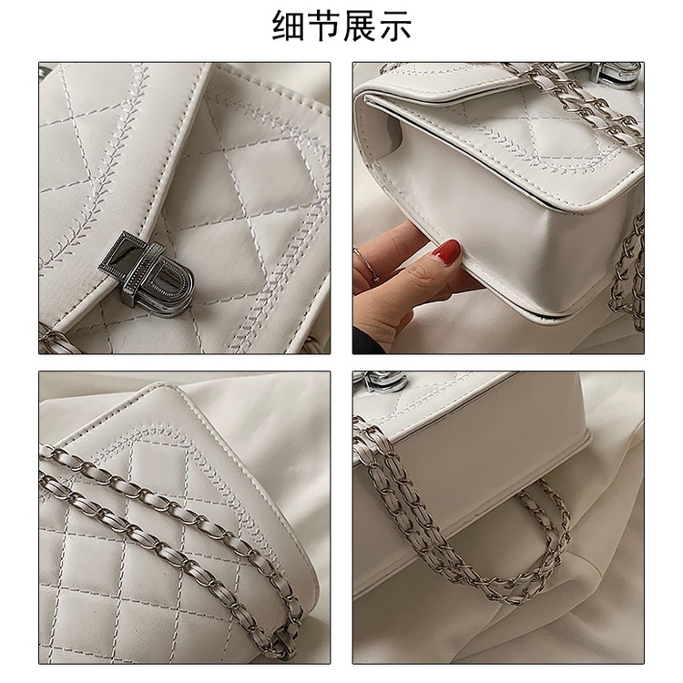 Túi xách da nữ da trần chỉ chất da PU cao cấp đeo chéo hoặc kẹp nách Túi hộp cứng hàng Quảng Châu B11420