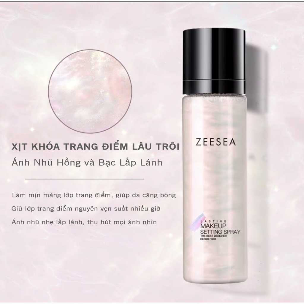Xịt Khóa Trang Điểm Lâu Trôi Ánh Nhũ Nhẹ ZEESEA Long Lasting Gloss Setting Spray