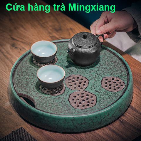 ống hút inox> Khay trà hoa sen lưu trữ nước gốm sứ Kung Fu Trung Quốc Bộ