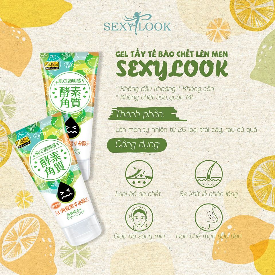 Gel Tẩy Tế Bào Chết Lên Men SEXYLOOK Chiết Xuất Hoa Quả Lên Men Tự Nhiên Loại Bỏ Tế Bào Da Chết [NHẬP KHẨU CHÍNH HÃNG]