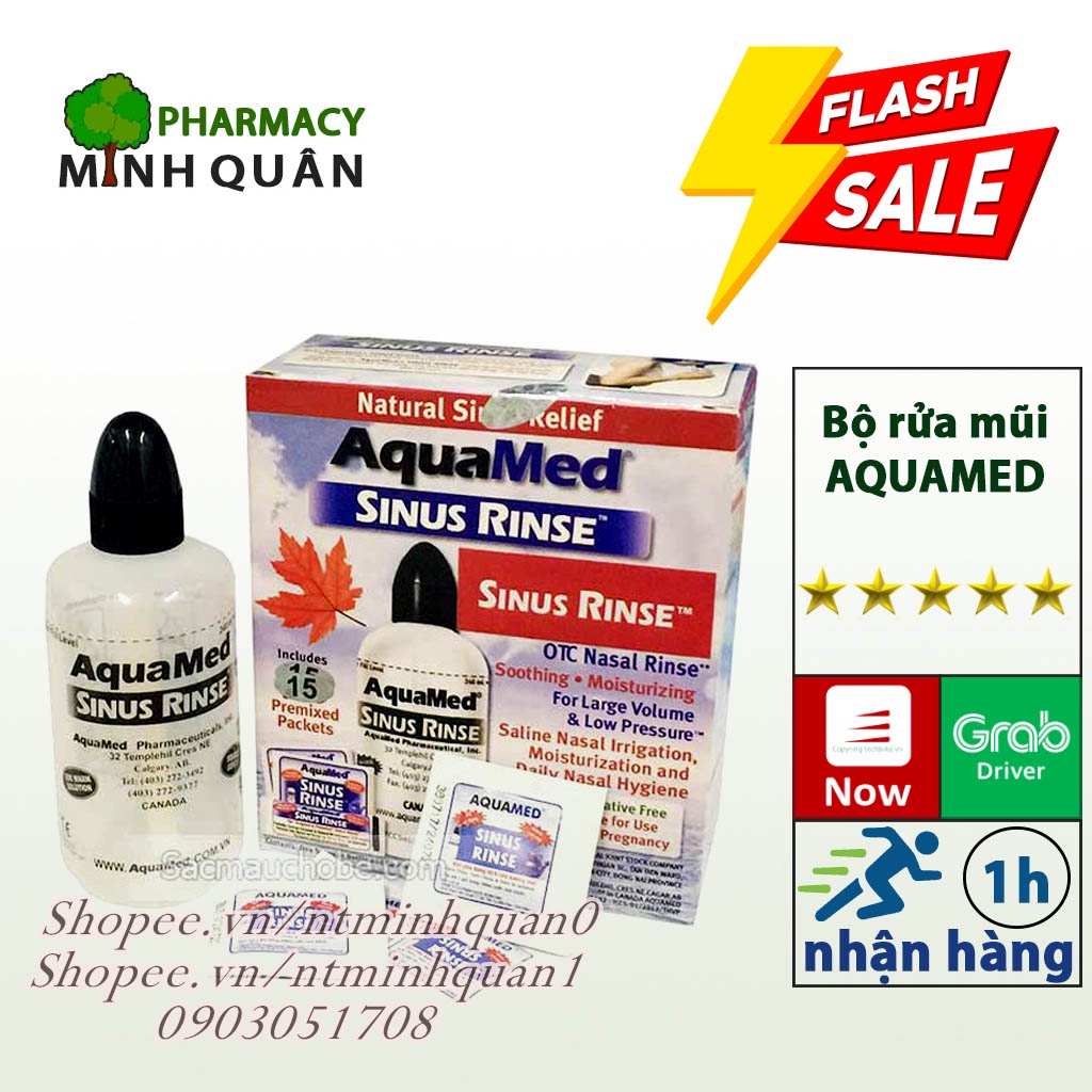 Bình rửa mũi AquaMed Sinus Rinse cho người lớn vệ sinh mũi rửa sạch mũi xoang muối rửa mũi dụng cụ nước rửa mũi