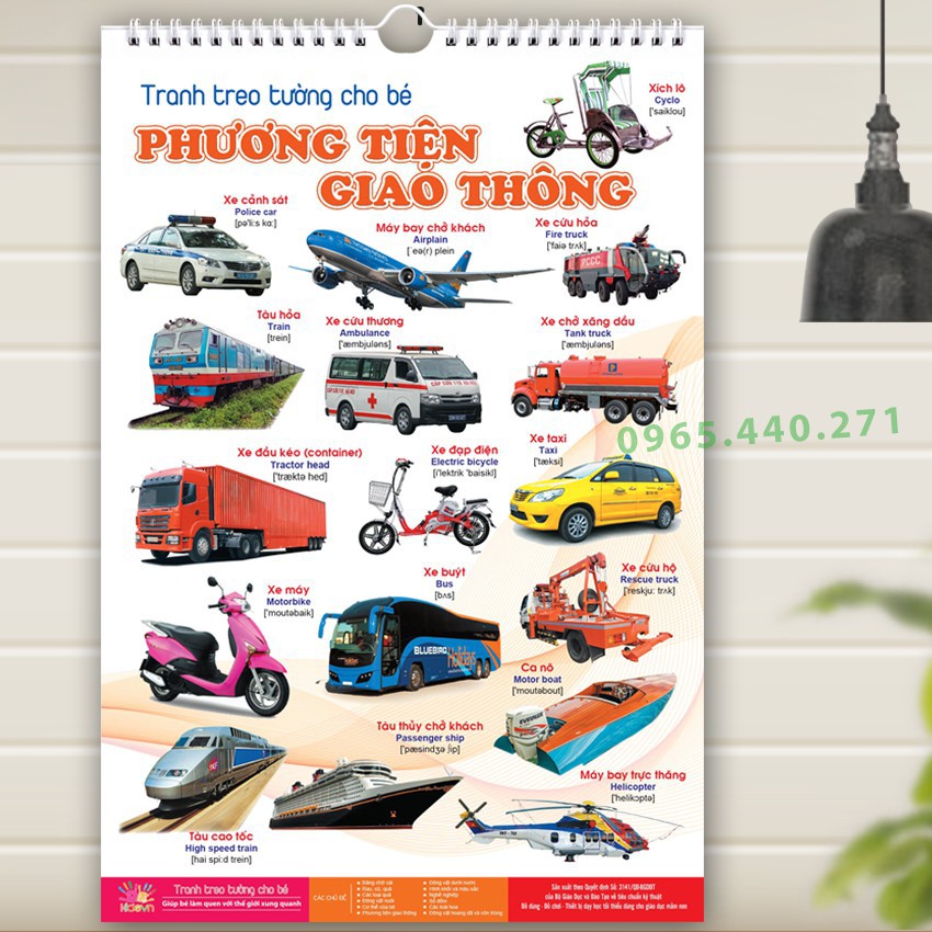 Bộ tranh treo tường cho bé - 6 tờ với 14 chủ đề - Hàng loại 1