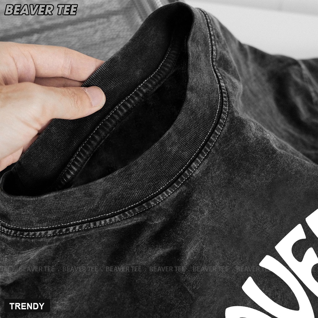 Áo thun wash TRENDY Unisex nam/nữ Cotton form rộng BEAVER TEE