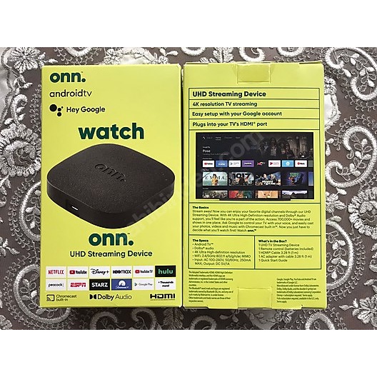 TV Box ONN BOX Android 10 chính chủ Google được cấp phép Netflix, HBO Max, Chrome Cast, 4KUHD, Wifi kép, Bluetooth