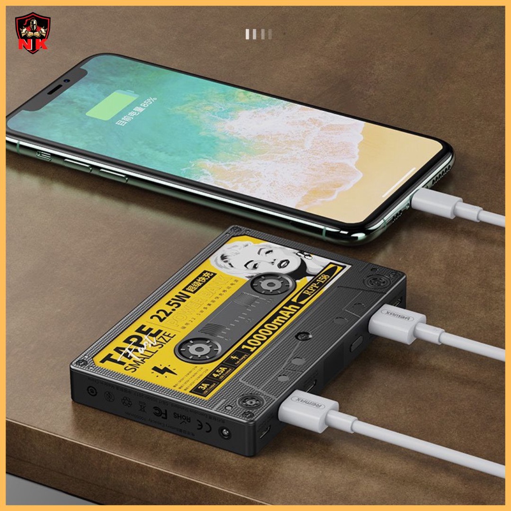 Cục sạc dự phòng 10000mAh REMAX kiểu dáng cassette sạc siêu nhanh 22.5W , pin dự phòng chất lượng