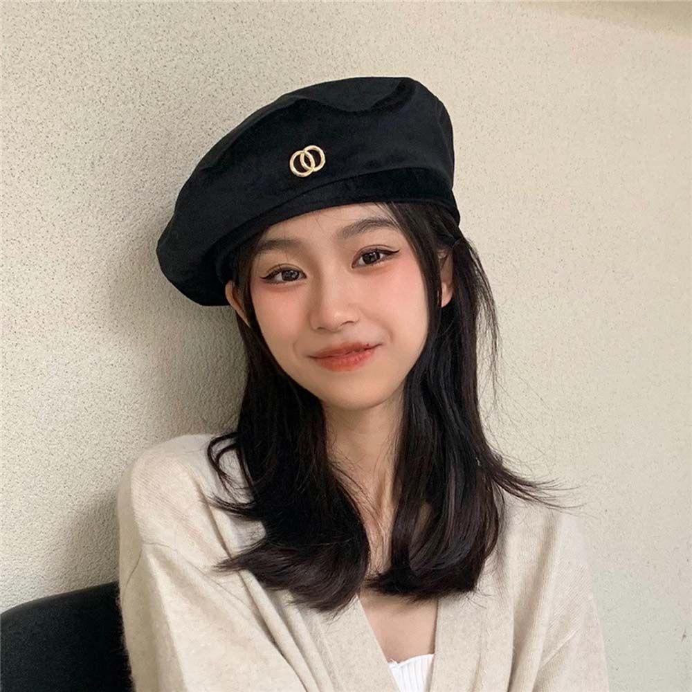 Mũ Beret Vải Nhung Phong Cách Anh Quốc Thời Trang Thu Đông Cho Nữ
