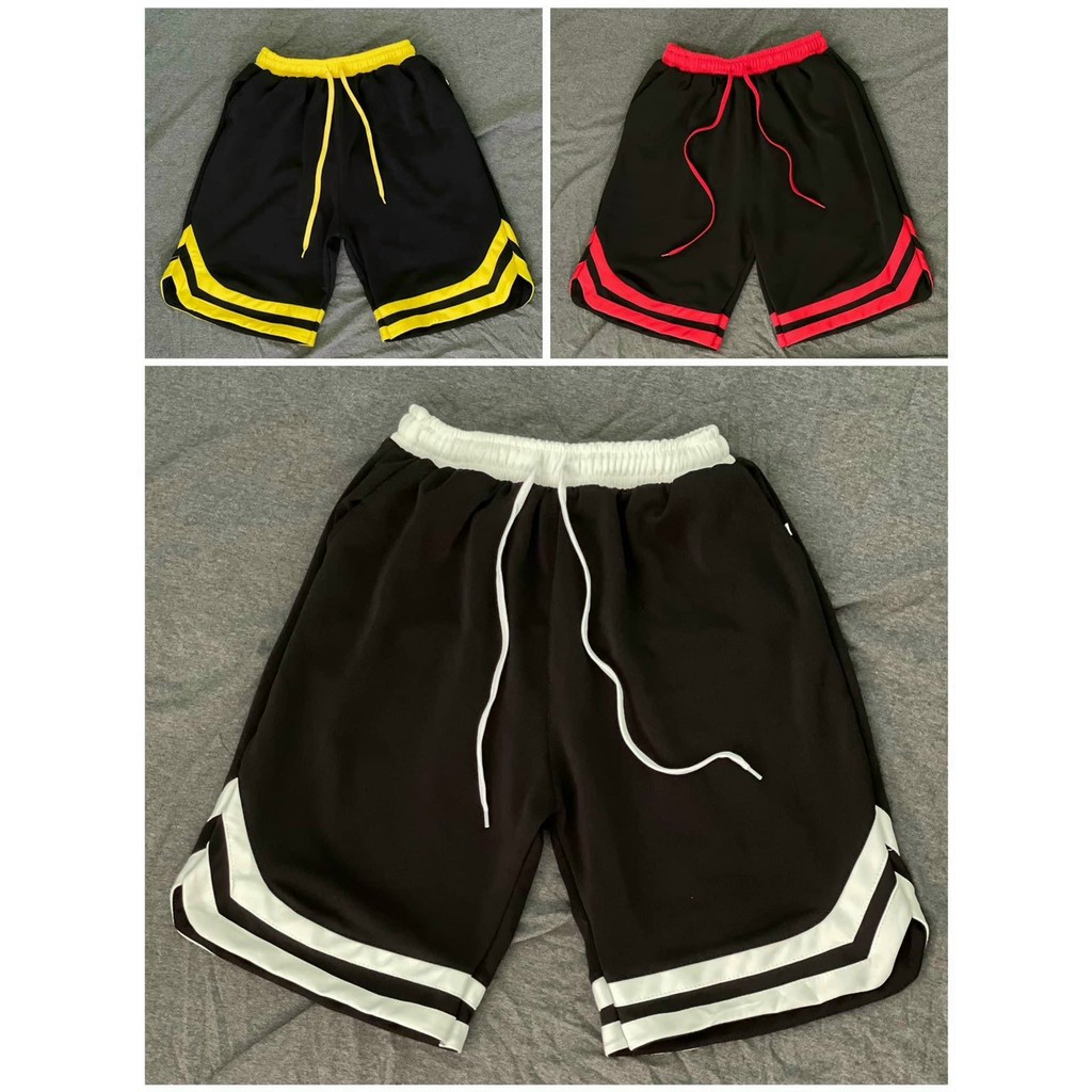 Quần short thun unisex form rộng bóng chày Chữ V lửng nam nữ