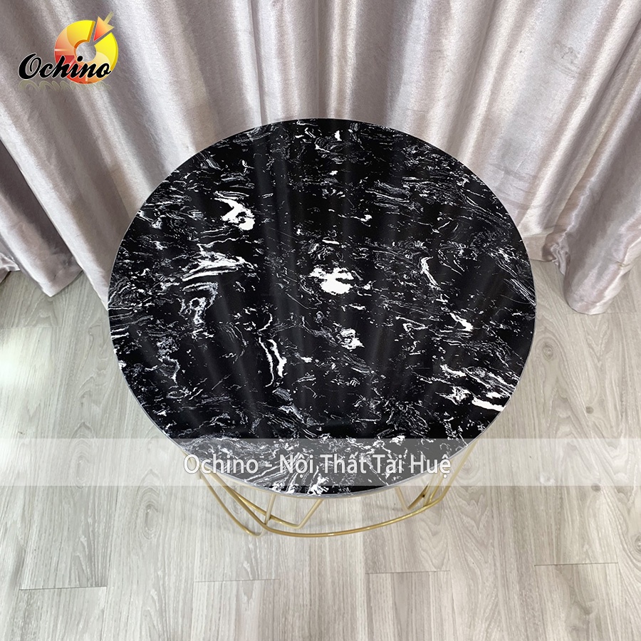 Bàn Trà Sofa mặt đá Tròn khung kim loại sơn tĩnh điện trang trí phòng khách ban công ( Có SẴn)