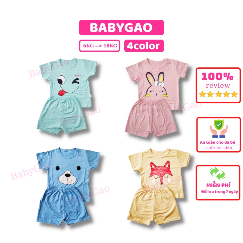 Bộ cộc tay cho bé BabyGao thun lạnh hoạ tiết hoạt hình cho bé (8-18Kg)