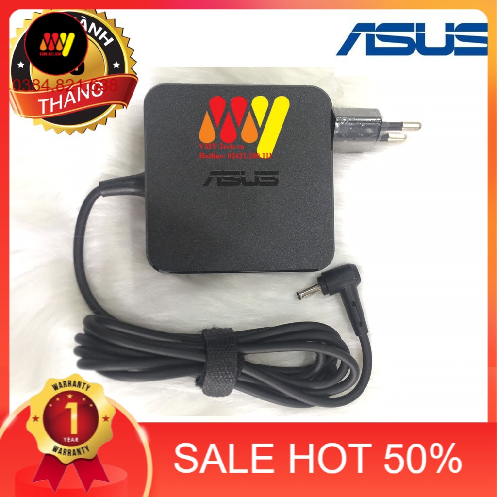 [SALE] Sạc Laptop Asus 19V – 3.42A Sạc Vuông chân nhỏ 65W 4.0 * 1.35mm ZIN X541U X541UA X541UV A510U A540 K401 K401L