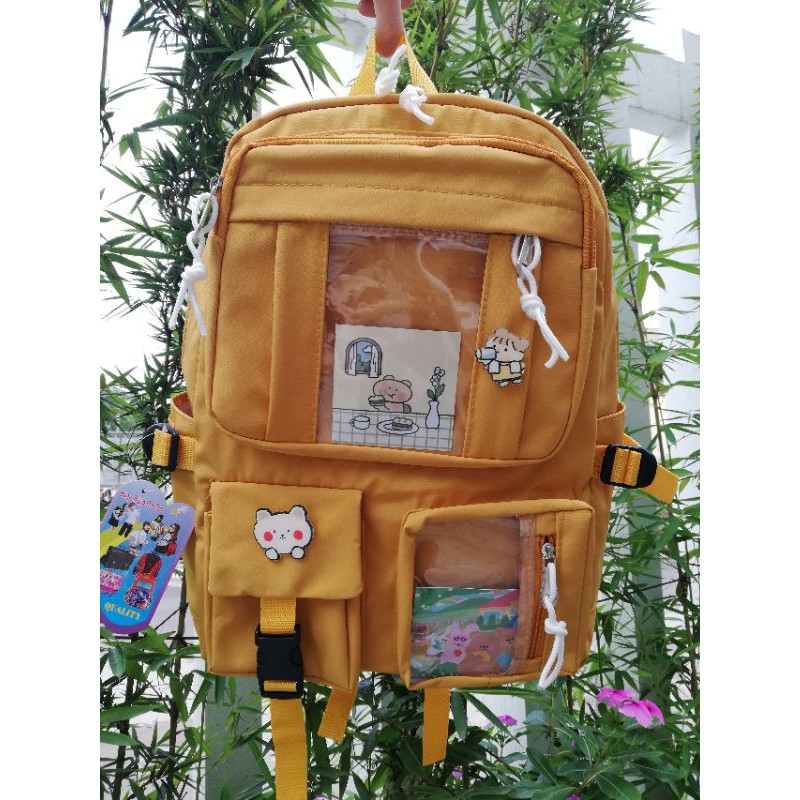 Balo Ulzzang Hàn Quốc, tặng kèm sticker, 2 ảnh 🌸 Balo đi học màu pastel xinh xắn ❤️ HÀNG CÓ SẴN - 3 hộp túi trong