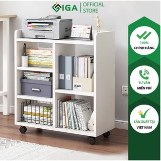 Kệ đa năng lưu trữ đồ kệ sách gỗ có bánh xe - gp173