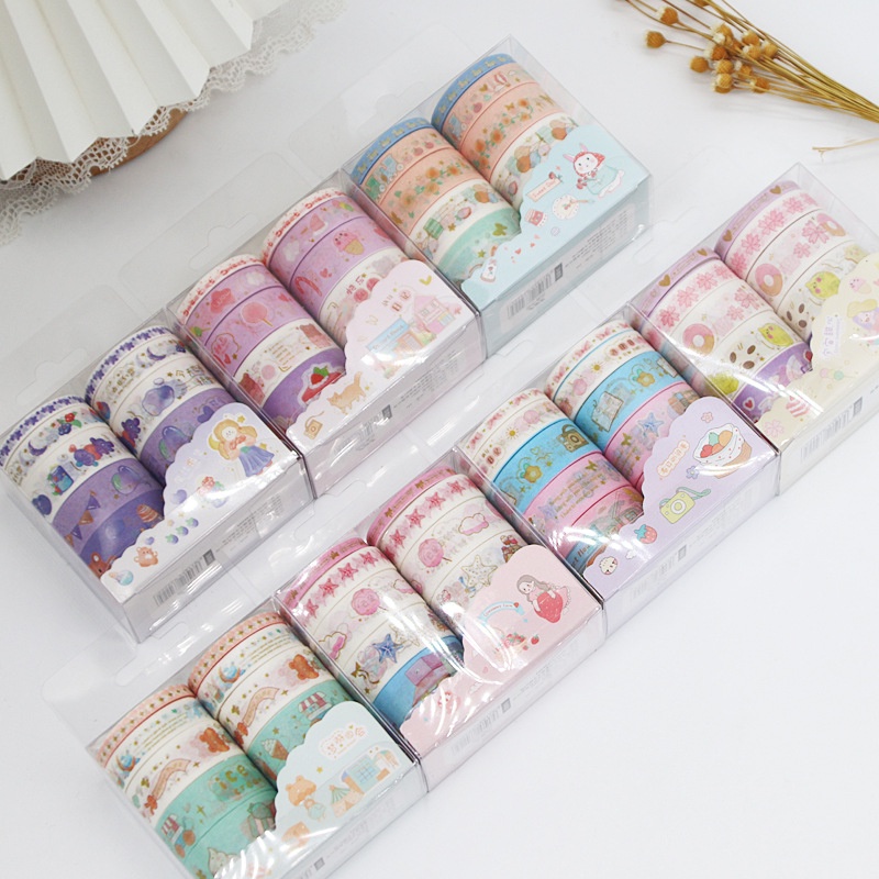 Set 10 Cuộn Băng Keo washi Họa Tiết Hoạt Hình Trang Trí Sổ Tay diy