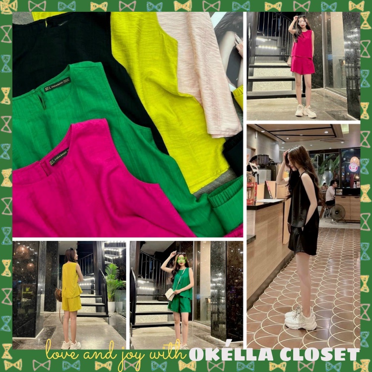 Set đồ nữ chất đũi nhăn nhiều màu, Set bộ nữ form rộng thoải mái Okélla