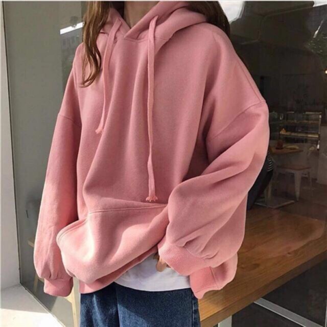 Hoddie nỉ bông hồng đất unisex - Khoác nỉ chui đầu hồng ruốc có nón ( Ảnh thật + Video ) | BigBuy360 - bigbuy360.vn