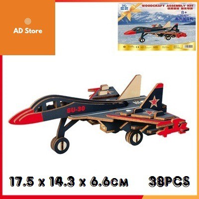 Đồ chơi lắp ghép gỗ 3D Máy bay chiến đấu SU30 phiên bản màu sắc