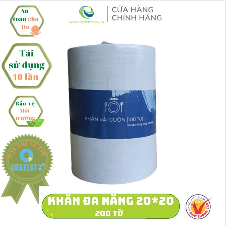 Khăn Cuộn Lau Bếp KR Clean Xanh 200 tờ/cuộn