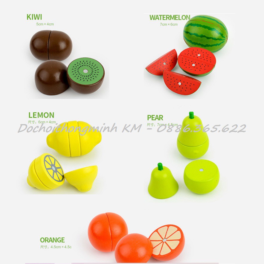 Đồ Chơi Gỗ Mô Phỏng Cắt Trái Cây và Rau Củ Quả 17 Chi Tiết