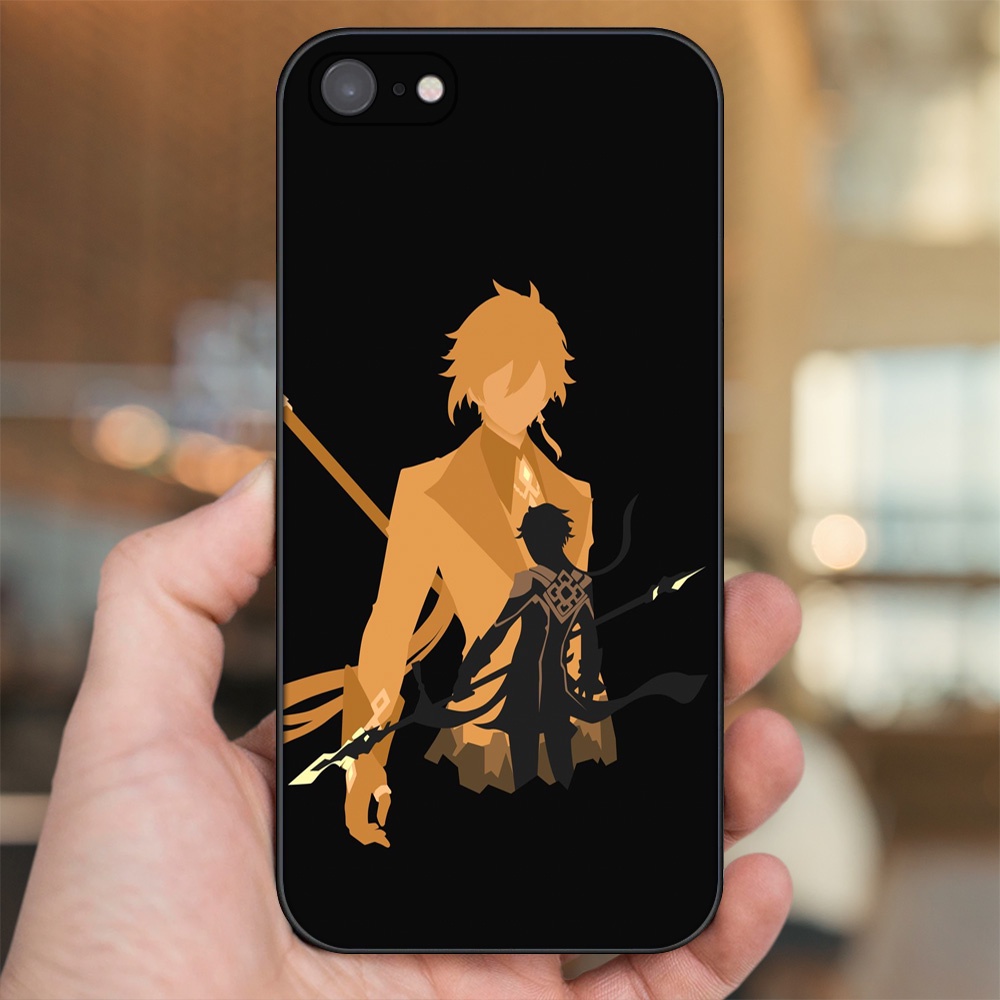 Ốp lưng iPhone 7, 8 dẻo đen cạnh vuông in hình Zhongli Genshin Impact