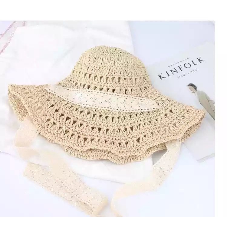 Mũ Cói Thắt Nơ Phong Cách Hàn Quốc Xinh Xắn Cho Nữ