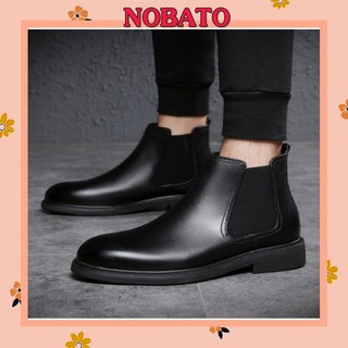 Giày nam cổ lửng Nobato da trơn bóng giúp tăng chiều cao BT28