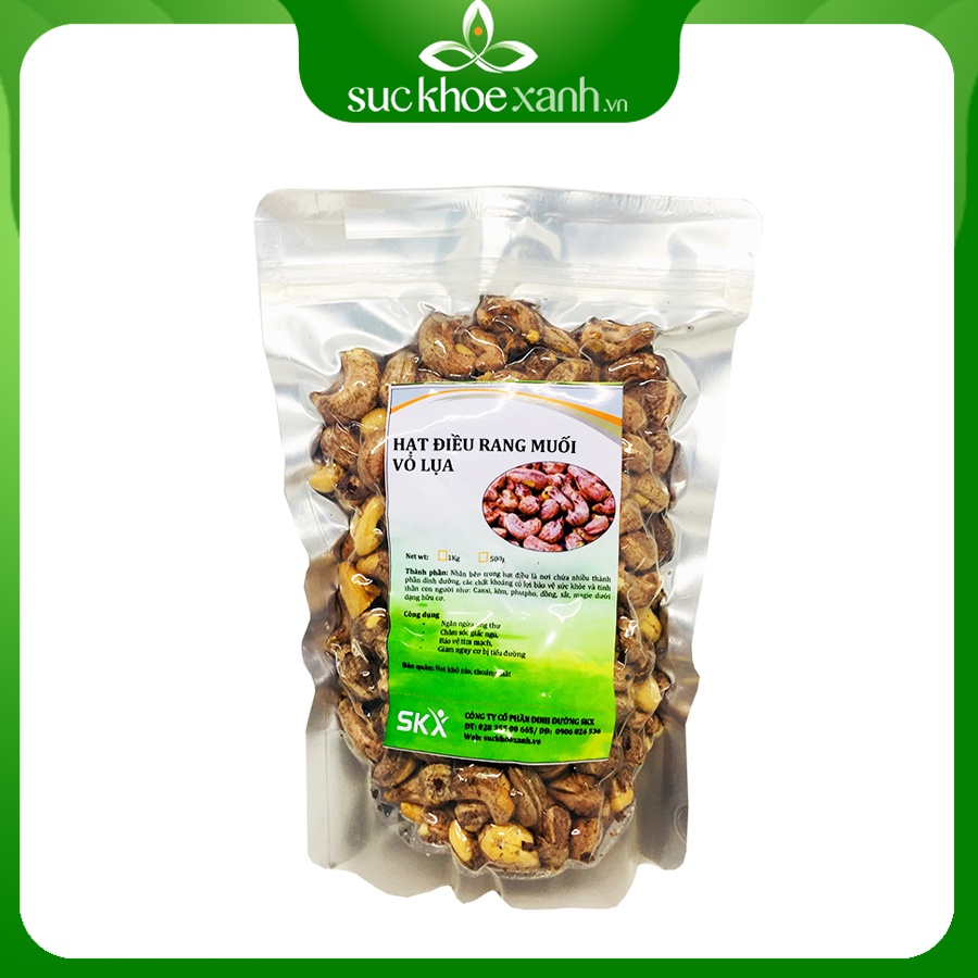 Hạt điều rang muối vỏ lụa 500g