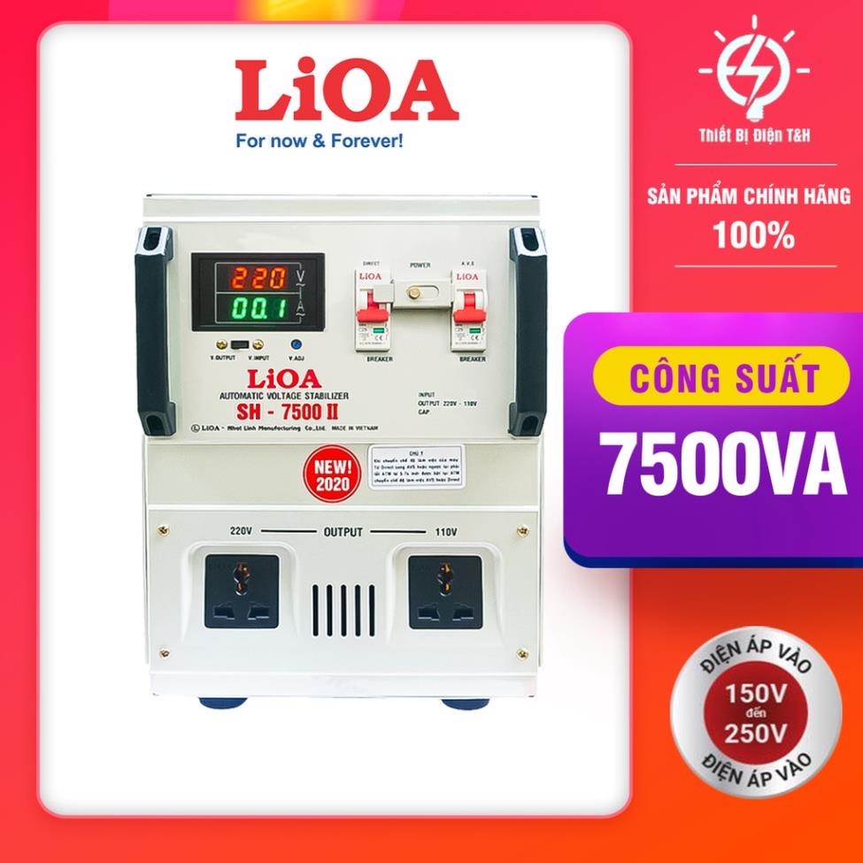 Ổn áp Lioa 7,5kva, 1 pha, dải điện 150v, SH-7500II