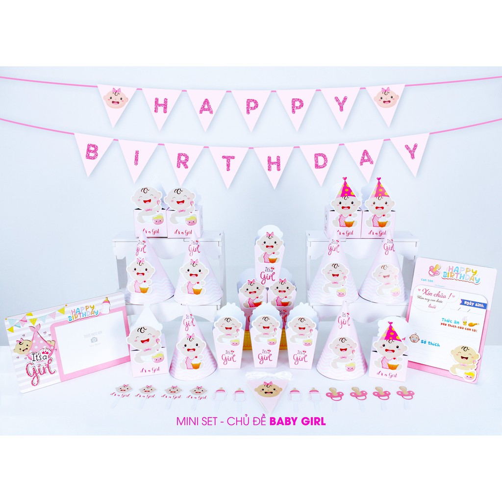 Set mega trang trí sinh nhật cho bé mọi chủ đề: Baby boss, phi hành gia, Baby Shark, Baby Girl, Trâu Hồng, Unicorn