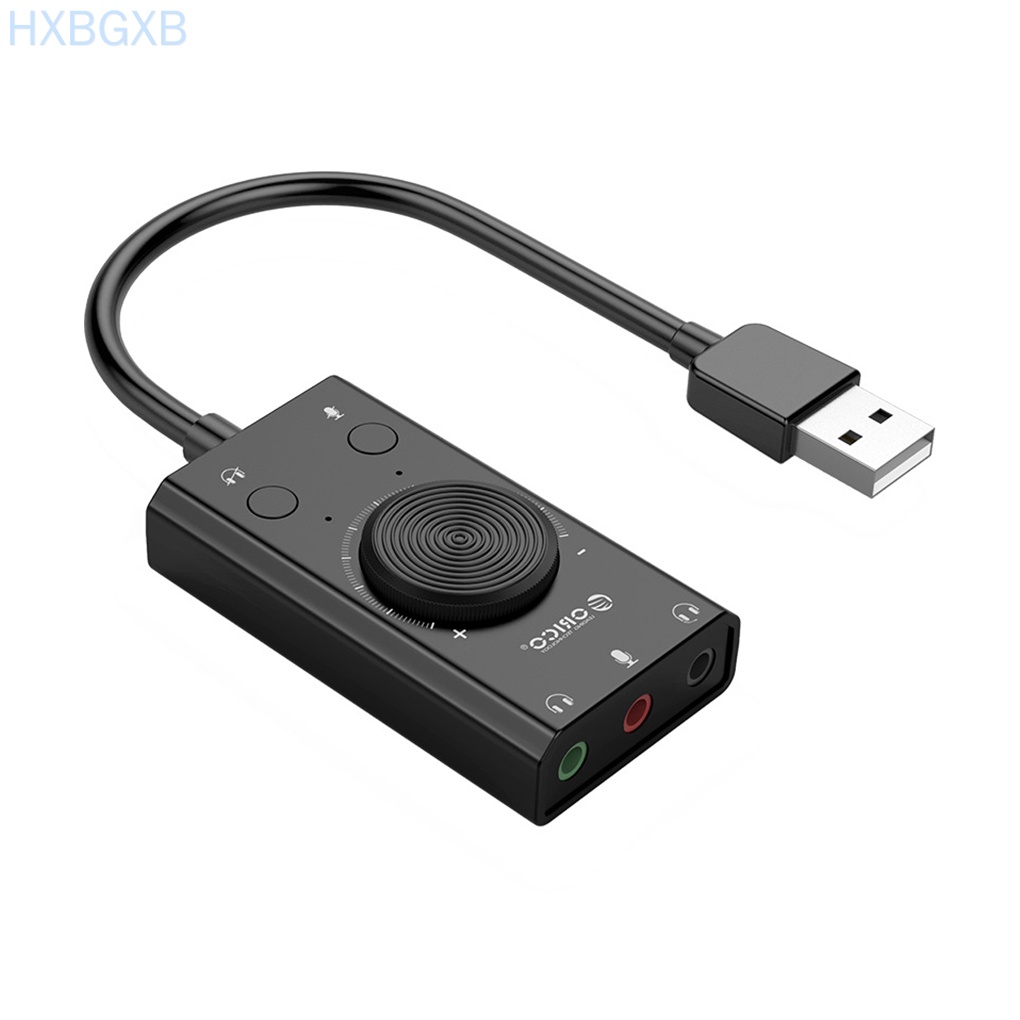 HXBG Computer External Audio Adapter Card Laptop USB 5 Channel Sound Card with 3.5mm Audio Ports