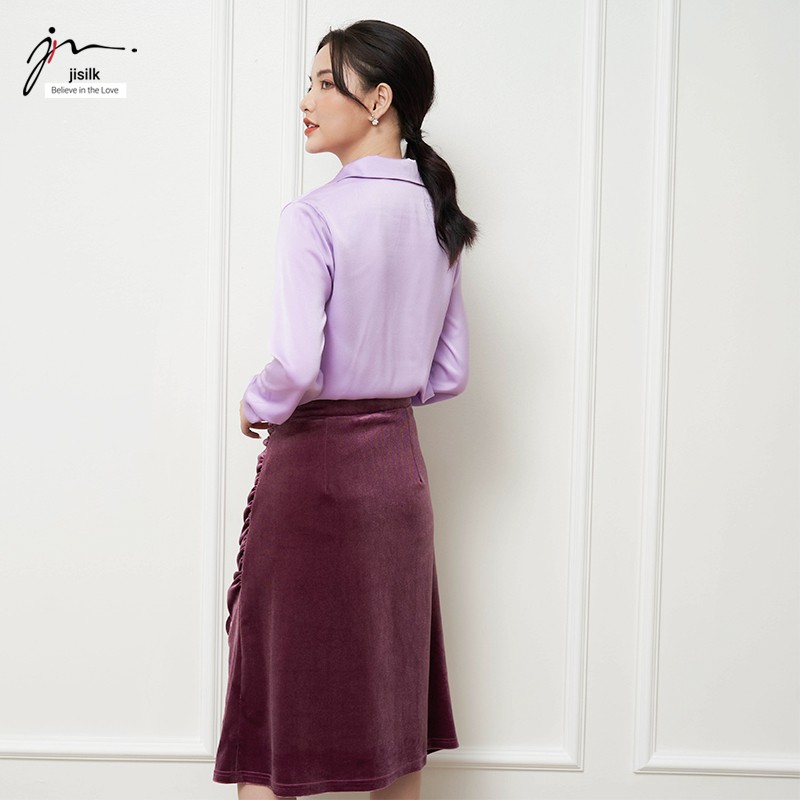 Chân váy nhung chữ a, chân đầm công sở nữ suông thu đông màu đen đỏ nâu thiết kế Hàn Quốc Meedi N.CVD-01 - jisilk | BigBuy360 - bigbuy360.vn