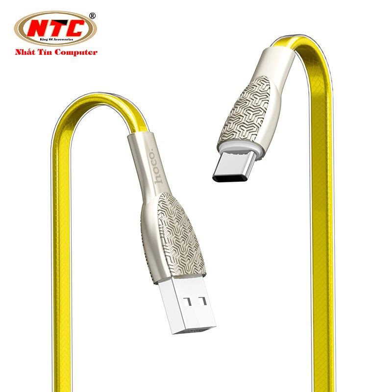 Cáp sạc nhanh và truyền dữ liệu Hoco U52 Bright cổng Type-C 2.4A dài 1.2M (3 màu)