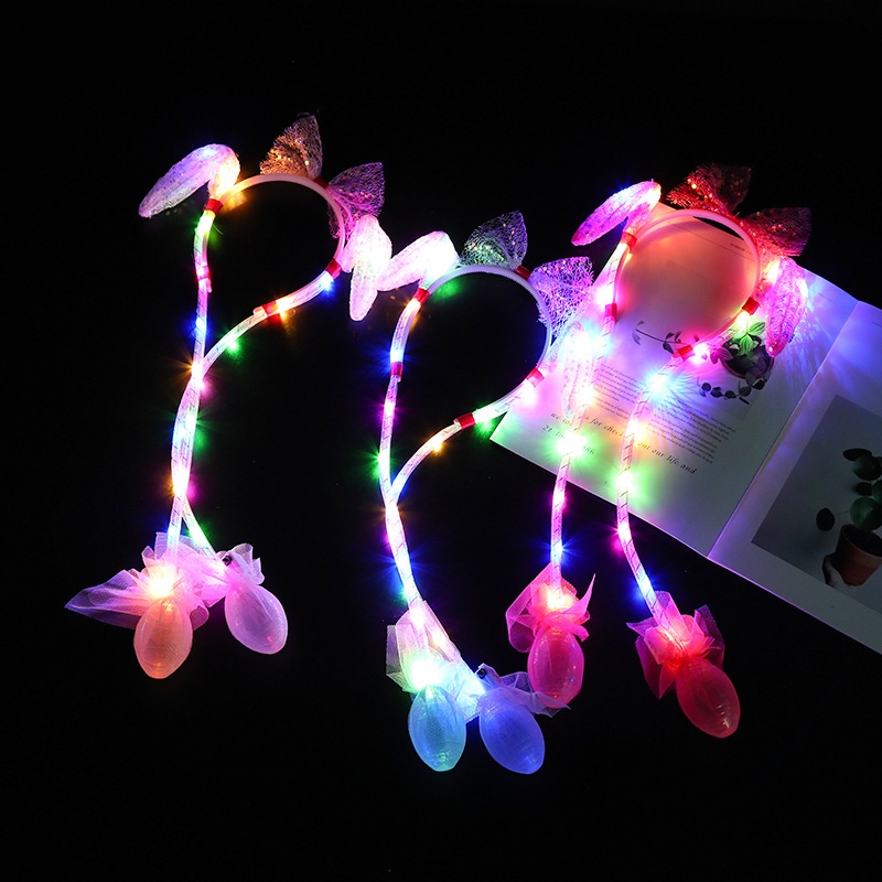 Cài Tóc Tai Thỏ Cử Động Đèn Led Cực Đáng Yêu