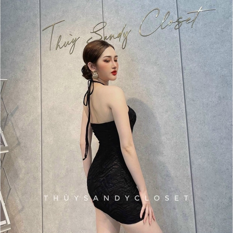 Đầm body cổ yếm vải xốp Quảng Châu dày dặn xịn sò alohashop91