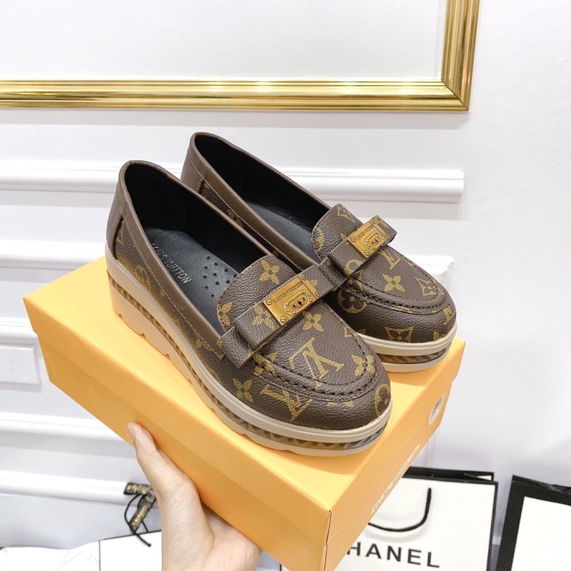 Giày đế xuồng nơ ngang hoa nâu spsl fullbox