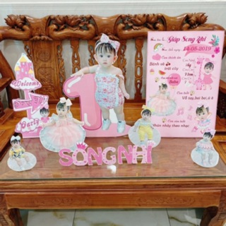 Set Chibi sinh nhật bé 4 hoặc 8 chi tiết.