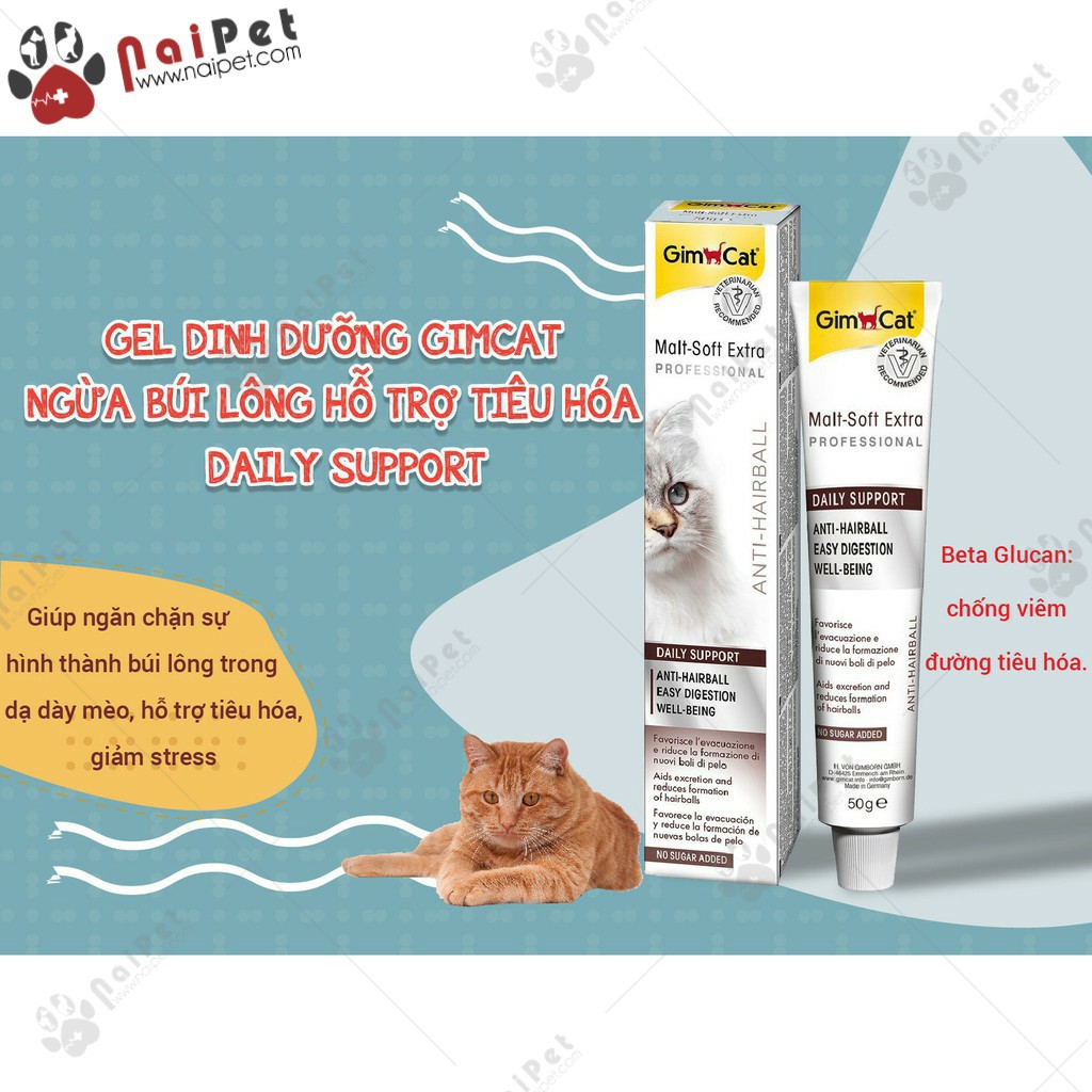 Gel Dinh Dưỡng Ngừa Búi Lông Tăng Miễn Dịch Tốt Tiêu Hoá Cho Mèo Gim Cat 50g