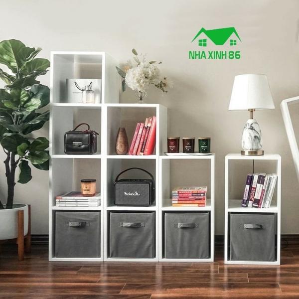 Kệ sách tổ ong 3 ô gỗ MDF phủ bóng đã xử lý mối mọt, dạng lắp ghép dễ dàng, kệ tổ ong màu trắng trang trí nhà cửa