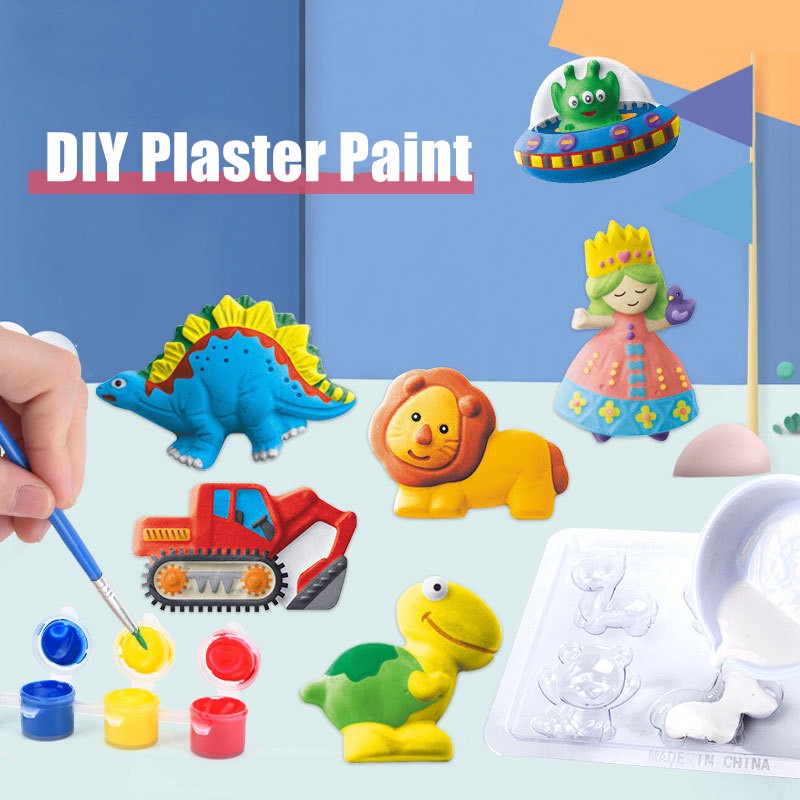 SABUY Tự làm Sơn Thạch cao Búp bê Trẻ em Tranh Vẽ Mô hình Thạch cao Đồ chơi