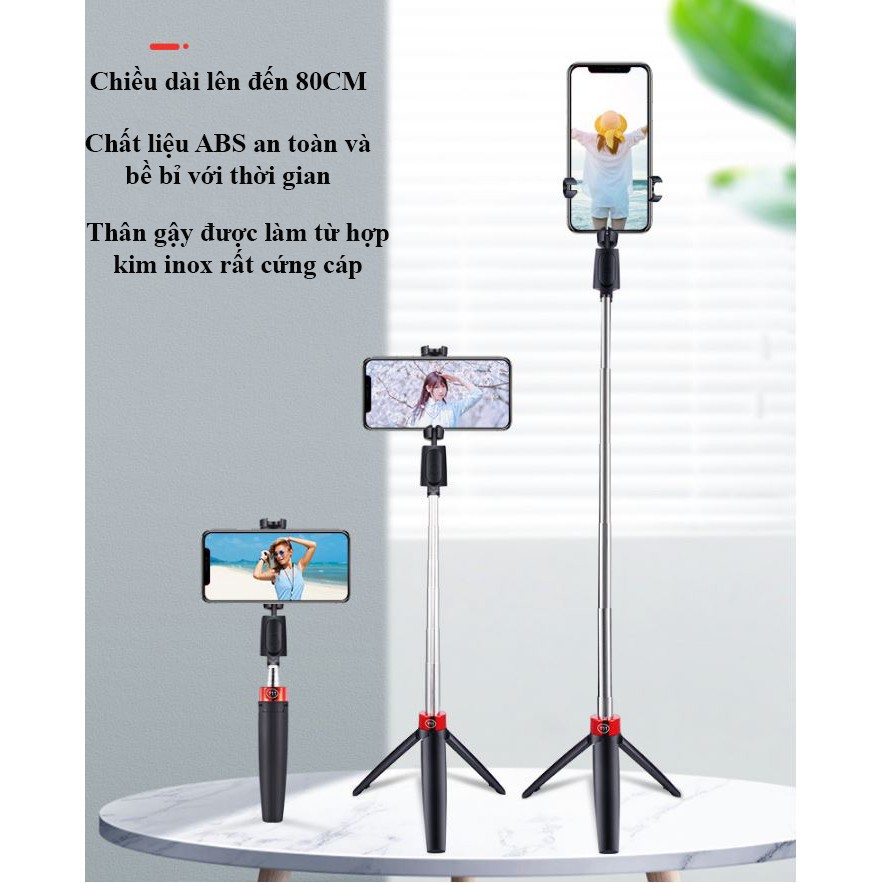♧♝Gậy tự sướng bluetooth và chân tripod livestream, quay tiktok cao cấp. Dài 80cm, dùng cho cả ios và an | BigBuy360 - bigbuy360.vn