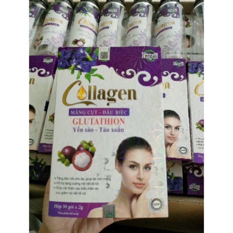 Collagen măng cụt và hoa Đậu biếc zenpali Hộp 30 gói