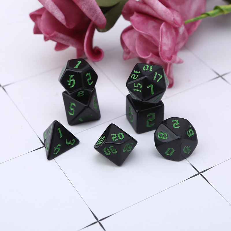 Set 7 viên xí ngầu đa diện bằng nhựa resin để bàn DND RPG MTG
