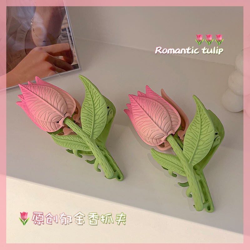 iF YOU Kẹp Tóc Hoa Tulip Màu Hồng Thanh Lịch Cho Nữ