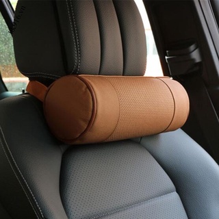 Car Headrest Neck Pillow Leather Car Pillow Seat Pillow Memory Cotton Car Interior Cylindrical Car Neck Pillow